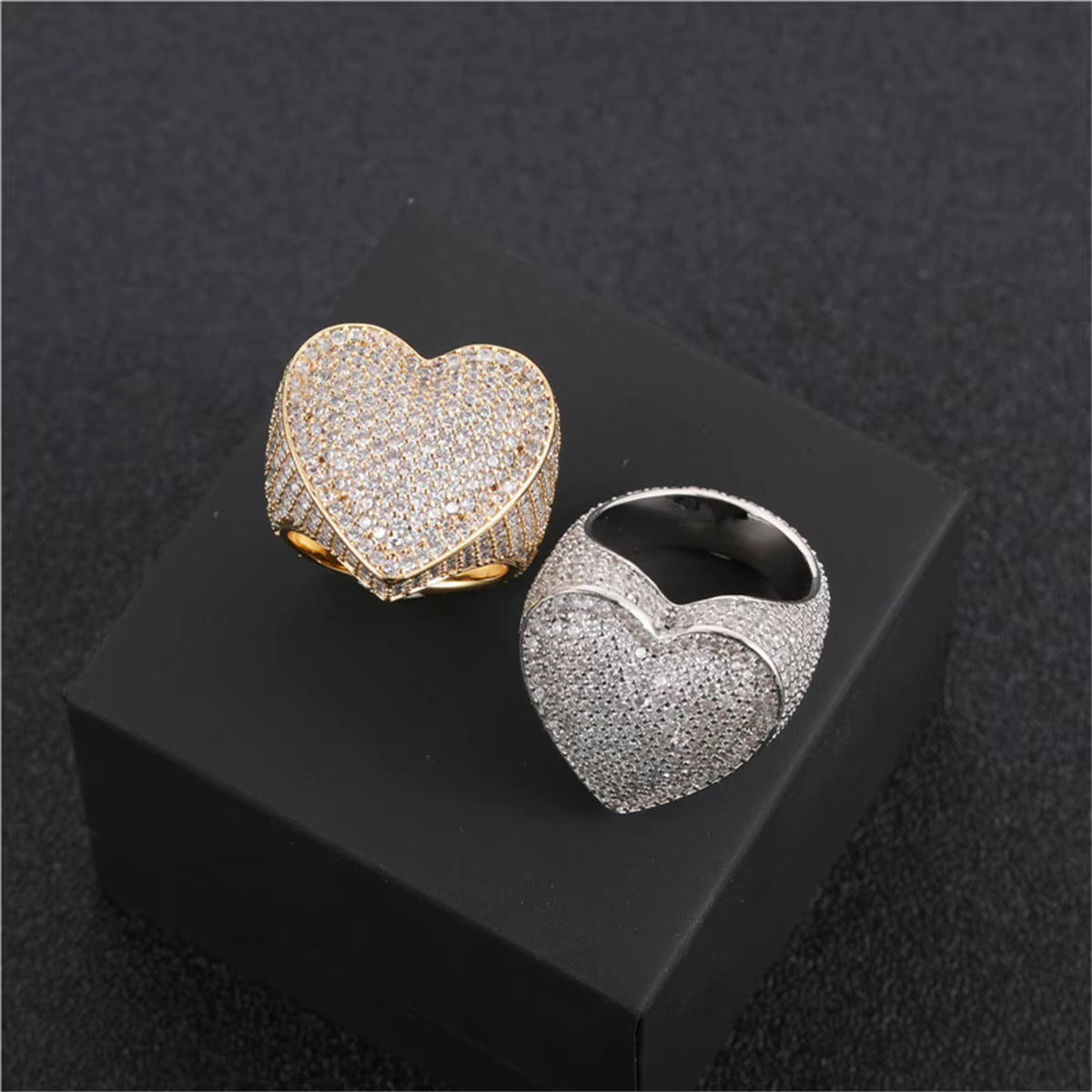 💎 Iced-Out Heart Statement Ring