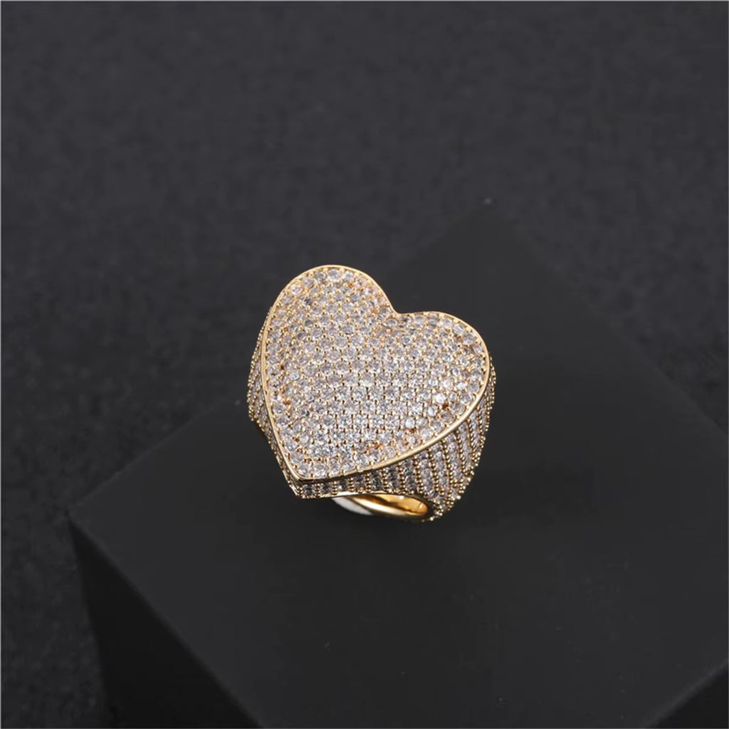 💎 Iced-Out Heart Statement Ring