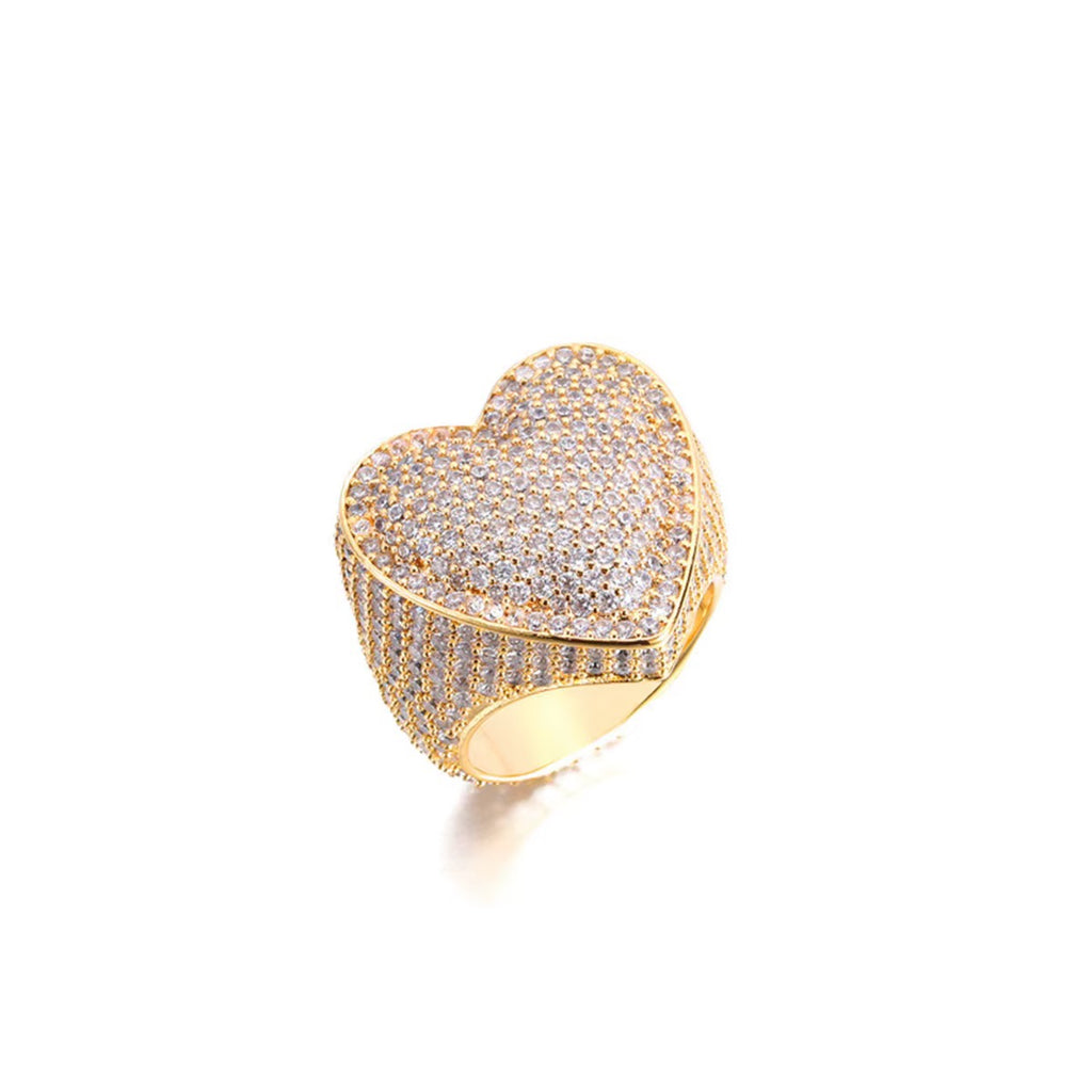 💎 Iced-Out Heart Statement Ring